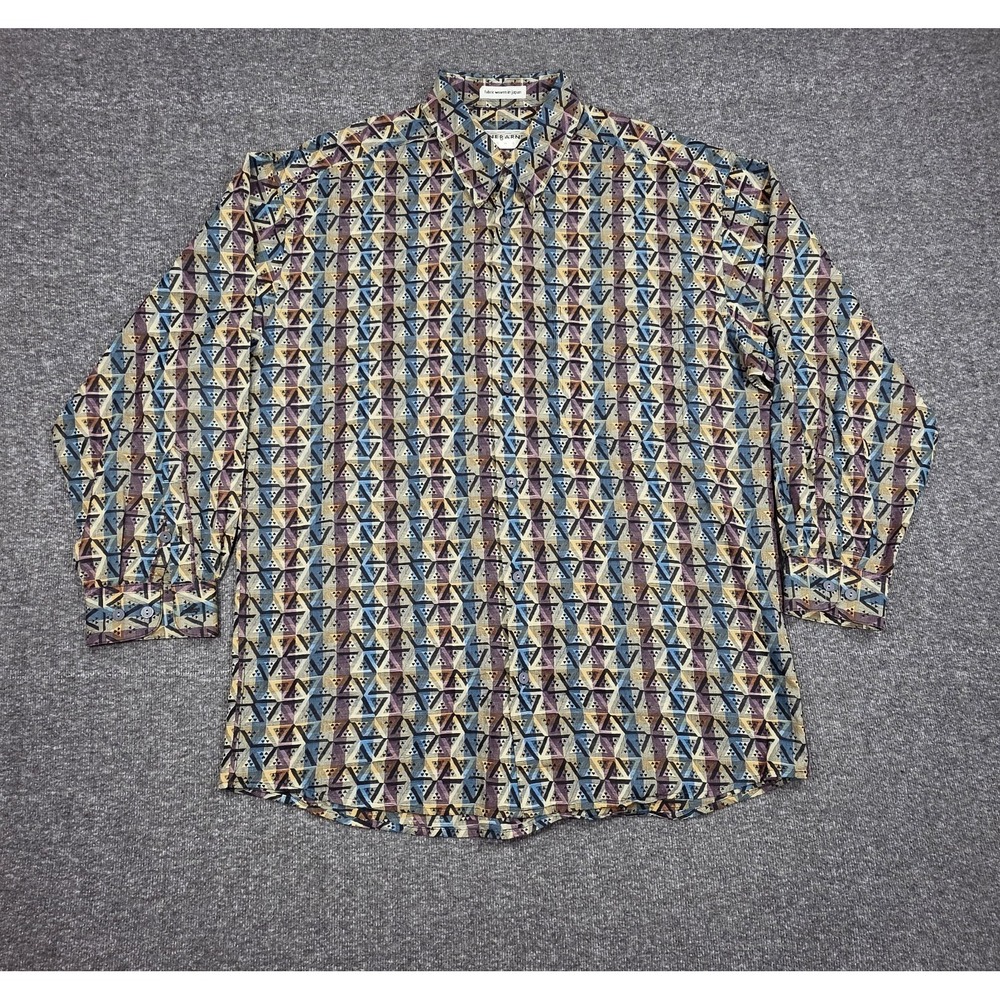 Jhane Barnes Designer LongSleeve Shirt Sz M ButtonDown Cotton Abstract Geometric